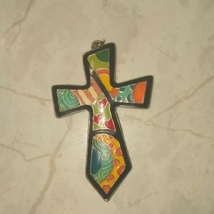 Hand Painted Cross Pendant
